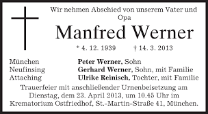 Traueranzeigen von Manfred Werner