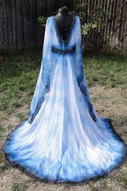 Reserved Dark Angel Blue White And Black Wedding Gown Corpse Bride Long Bell Flare Sleeves Plus Size Xl Xxl Size 14 Fits 16 Gothic Black Wedding Gowns Midevil Dress Beautiful Dresses