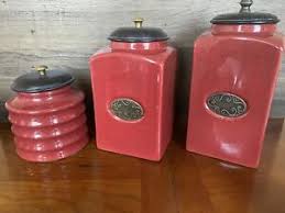 Look no further than this ceramic canister set. Red Ceramic Kitchen Canister Sets For Sale Ebay