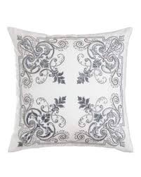 Callisto Home Troyes Embroidered Accent Pillow 22 Sq Pillows Bed Linen Design Cushion Embroidery