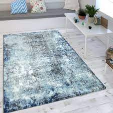 Wohnraum teppiche teppichböden edler wohnzimmer teppich. Shabby Chic Kurzflor Teppich Indigo Blau Teppichcenter24