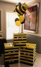 Jan iiams shows you how to create a fun gender reveal column with coordinating side pieces. The Gender Reveal Boxes My Sister Made Specially For Us The Baby Bee Had A Balloon On The Insi Baby Shower Funny Funny Baby Shower Games Bee Baby Shower Theme