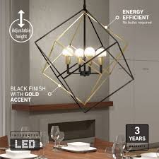 Peyton LED mid-century pendant light, black and gold