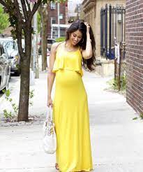 The Style Contour Blog A Detail That Flatters The Bump Any Body Shape Clothes For Pregnant Women Yellow Maternity Dress Maternity Wedding Outfits