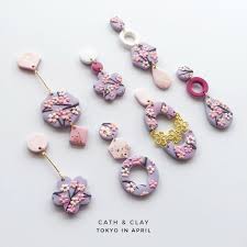 Cath Clay On Instagram Tokyo In April In Different Colorway Which One Do You Pre Polymer Clay Flower Jewelry Polymer Clay Jewelry Diy Polymer Clay Jewelry