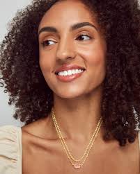 Emilie Gold Kendra Scott Layer Necklace Emilie Rose Gold Multi Strand  Necklace In Sand Drusy