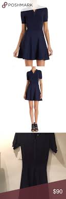 A L C Navy Flare Short Sleeve Piper Dress Beautiful A L C Piper Flare Short Sleeve Dress Size Small Worn Only A Hand Short Sleeve Dresses Dresses Mini Dress