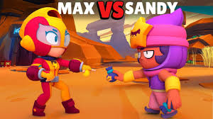 Casting sharp pebbles at enemies, and summoning a sandstorm to hide teammates.. Max Vs Sandy 1h1 Brawl Stars Youtube