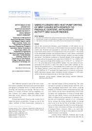 Dryer vfbd abbreviation meaning defined here. Pdf Vibro Fluidized Bed Heat Pump Drying Of Mint Leaves With Respect To Phenolic Content Antioxidant Activity And Color Indices Nasser Hamdami And Seyed Ahmad Ataei Academia Edu