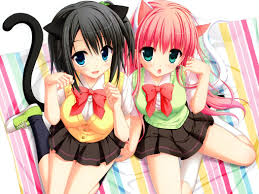 Maybe you would like to learn more about one of these? Blue Eyes Green Eyes Pink Hair Short Hair Anime Anime Girls Cat Ears Tail Black Hair Hd Wallpapers Desktop And Mobile Images Photos