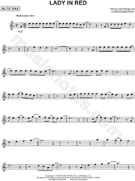Chris De Burgh When Winter Comes ноты для фортепиано Chris De Burgh Lady In Red Sheet Music Alto Saxophone Solo In C Major Download Print Sheet Music Alto Saxophone Sheet Music Guitar Sheet Music
