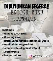 We did not find results for: Lowongan Kerja Editor Buku Bandung Oktober 2018 Info Loker Bandung 2021