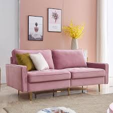Mecor living room sofa set 2 piece modern fabric couch furniture upholstered 3 seat sofa couch and loveseat for living room, bedroom, office, apartment, dorm and small space 3.9 out of 5 stars 18 $529.99 $ 529. Mid Century Modern Couch High End Velvet Fabric Contemporary Sofa Sets With Metal Legs Sectional Sofa Bedroom Furniture With 2 Soft Pillow Loveseat Fabric Sofa For Small Spaces Pink Q9251 Walmart Com