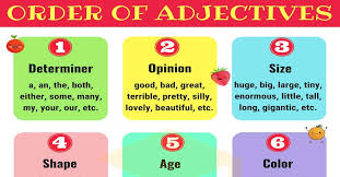 order of adjectives in english useful rules examples 7