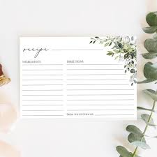 Editable Recipe Card Template Instant Download Greenery Etsy In 2020 Recipe Cards Template Recipe Cards Printable Recipe Cards
