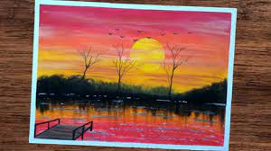 Galaxy art with ibis paint x untuk pemula. Cara Menggambar Dan Mewarnai Pemandangan Sunset Yang Indah Gambar27 Di 2020 Cara Menggambar Painting Gambar