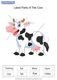 Reading comprehensions contented cows (grade 3). Label Parts Of The Cow Worksheets For Kindergarten First Second Grade English Worksheets Schoolmykids Com