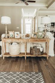 A decorative console table can be an ideal way to add some character to a room. The Perfect Foyer Table Haute Off The Rack Sofa Table Decor Decorating Behind Couch Farmhouse Sofa Table