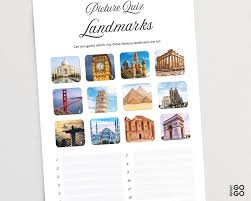 Picture Quiz Famous Landmarks Pub Quiz Picture Round Etsy In 2020 Pub Quiz Quiz Famous Landmarks
