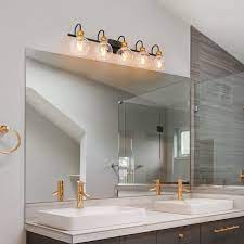 Lnc 5 Light Black Round Clear Glass