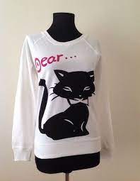 kedi baskili sweatshirt ust 142411 zet com kedi giyim kadin