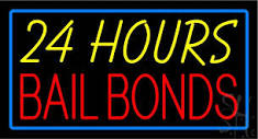 24 Hours Bail Bonds with Blue Border LED Neon Sign - Bail Bonds ...
