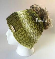 Handmade Messy Bun Hat Ribbed Green Beanie Wood Button Runner Ponytail Holder Shell Teens Women Http Etsy Me 2mlhkvb Messy Bun Hat Green Beanie Bun Hat