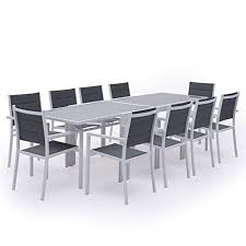 Salon De Jardin Lampedusa Extensible En Textilene Gris 10 Places Aluminium Blanc Avec Images Salon De Jardin Decoration Maison Table Basse