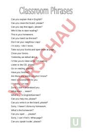 List of useful classroom phrases in english lessons. Arbeitsblatt Classroom Phrases Englisch Gemischte Themen