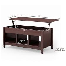 Modern wooden lift top coffee table with storage: Costway 41 In Brown Large Square Wood Coffee Table With Lift Top Hw55643cf The Home Depot