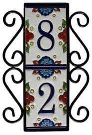 These iron frames hold talavera number tiles that are 3 5/8 x 5 1/2. Wrought Iron House Number Vertical Frame Mission 2 House Numbers By Fine Crafts Imports Houzz