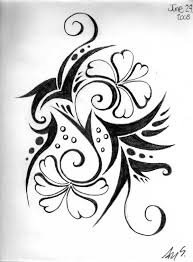 As a temporary tattoo a design of hearts and roses, held together with an artful vine pattern, provides just the right symbolic touch to any wardrobe and for any event. Floral Tribal Design By Tangerineguitarpick On Deviantart Tribal Art Tribal Design Art Drawings