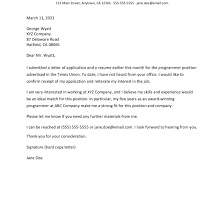 We have free job application samples for you too! Sample Email To Follow Up On A Job Application
