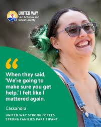 United Way definitely helped save my life." When she called 211, Cassandra  and her family received referrals to military-focused mental health  services, including counseling. Strong Families Strong Forces offers  counseling to improve