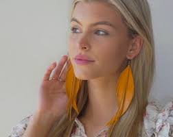 Leather Feather Earrings 8 Inch EXTRA Long Leather Earrings Statement  Earrings Featherlight Earrings Leather Earrings Statement Earrings