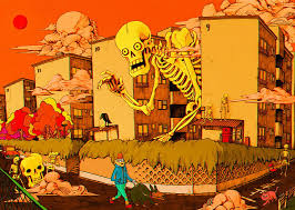 Hang 'em on walls, drape them on beds, divide a room, hide your secret stuff. Hd Wallpaper Psychedelic Abstract Skeleton Skull Architecture Text Wallpaper Flare