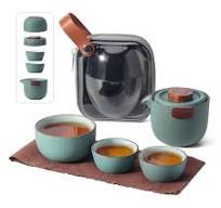 Ceramic Travel Tea Set Portable Gongfu Tea Set - Ceramic Teapot With 3 Cups  In Travel Bag For Tea Lovers Ceramic Gongfu Travel Teapot Set With ...