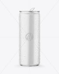 Metallic Drink Can With Matte Finish And Condensation Mockup In Can Mockups On Yellow Images Object Mockups
