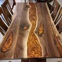 42" x 80" Walnut Live-Edge Table with Copper accents | Oak Creek ...