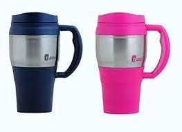 Robot Check Mugs Navy Pink Bubba Mug
