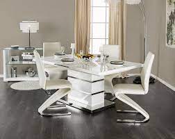 Whether you're dining with family or friends, a beautiful extending dining table and chairs is perfect for when you need a the corran extending dining table is a modern table with a pure white high gloss top and tapered grey legs. Midvale Contemporary White Chrome Dining Table By Furniture Of America Contemporary Dining Table Dining Room Table Dining Table