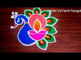 Colourful Peacock Flower Rangoli Kolam Rangoli Designs With Dots Simple Sankranthi Mug Rangoli Designs With Dots Simple Flower Rangoli Free Hand Rangoli Design