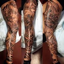 A full sleeve tattoo would cover your arm from the shoulder to the back of your hand, so you might in the case of the picture above, the legs of the octopus also reach to the chest area and the lower woman portraits in a male sleeve tattoo. Master Mike Of Ink Fiend Tattoo Leg Sleeve Tattoo Leg Tattoos Sleeve Tattoos