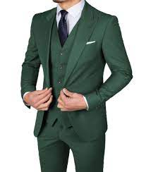 Formal Mens 3Pic Suits Classic Peak Notch Lapel Wedding Solid Wool Blazer  Grooms | eBay