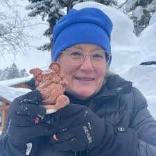 Introducing the "Targheezer"! This small clay maquette was created by  Alison Arnold, Captain of Team Wyoming, as a model for her 8 foot tall  snowy masterpiece at Grand Targhee Resort. We are