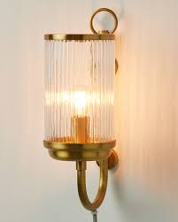 Fluted glass bathroom wall light. Vaso Gold Brass Glass Wall Lamp Oliver Bonas