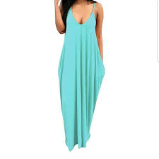 Maybe you would like to learn more about one of these? Dresses Teal Spaghetti Strap Maxi Dress W Pockets Poshmark
