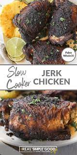 Easy Slow Cooker Jerk Chicken Recipe Slow Cooker Jerk Chicken Slow Cooker Chicken Thighs Slow Cooker Chicken Healthy