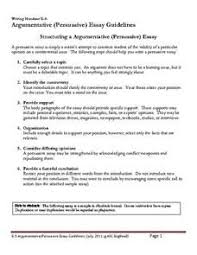 Argumentative Persuasive Essay Guidelines 9th 12th Grade Worksheet Persuasive Essays Persuasive Writing Essay