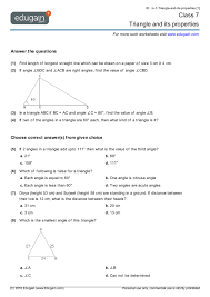 Grade 7 Triangle And Its Properties Worksheets Triangle Worksheet Worksheets Math Worksheets